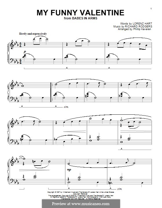 My Funny Valentine: Für Klavier by Richard Rodgers