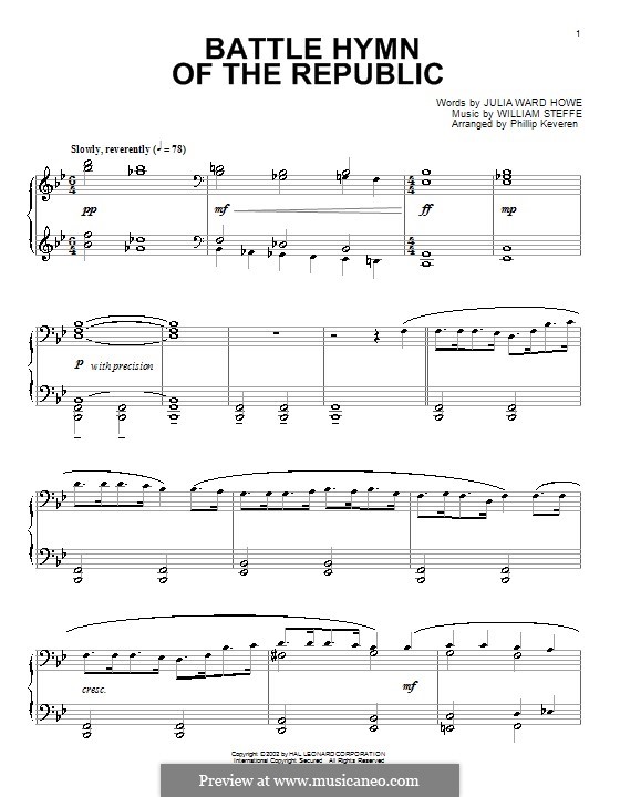 Battle Hymn of the Republic: Für Klavier by William Steffe