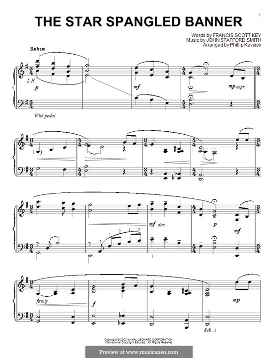 Piano version: G Major by John Stafford Smith