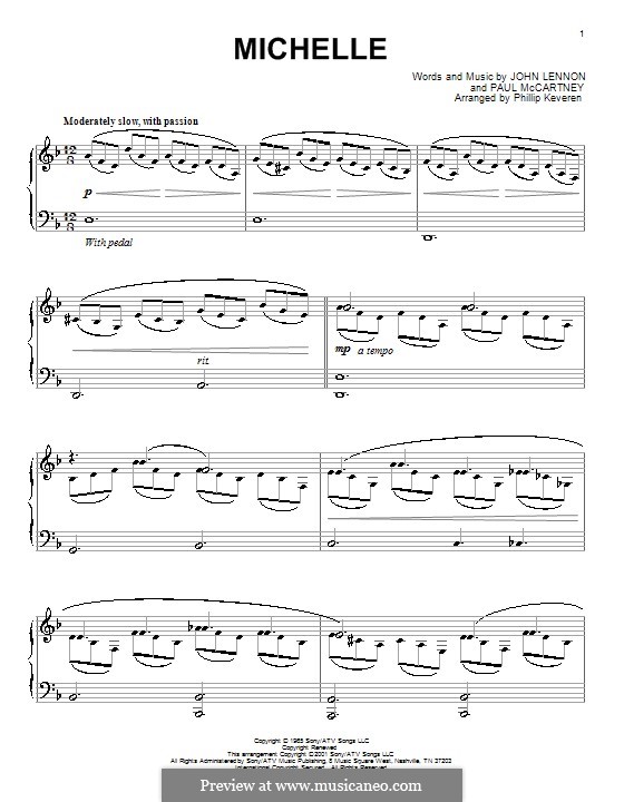 Michelle (The Beatles), for One Instrument: Für Klavier. Version von Keveren by John Lennon, Paul McCartney