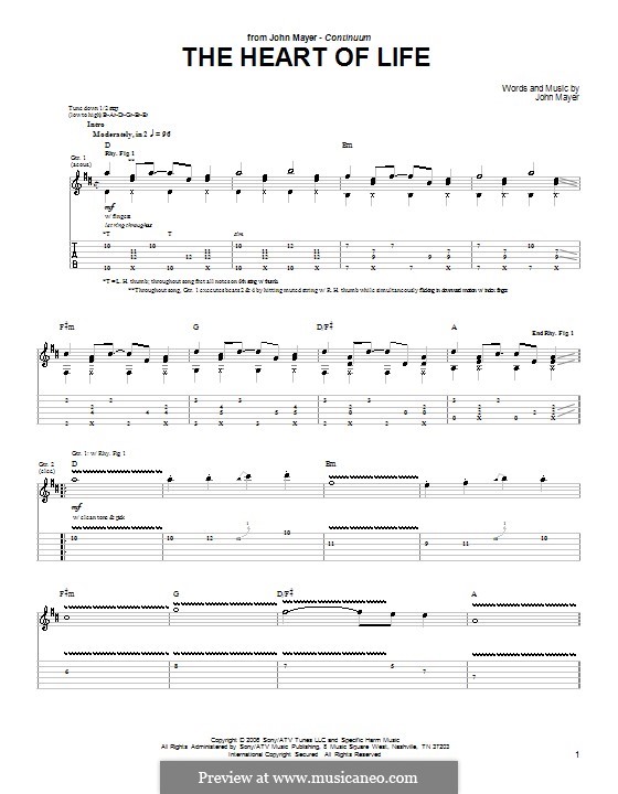 The Heart of Life: Für Gitarre mit Tabulatur by John Mayer