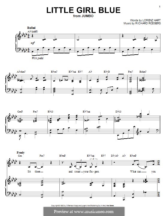 Little Girl Blue: Für Stimme und Klavier (oder Gitarre) by Richard Rodgers