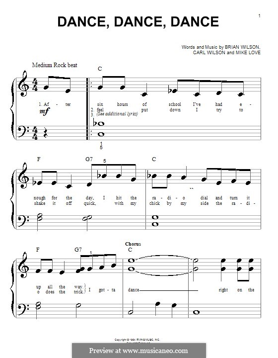 Dance, Dance, Dance (The Beach Boys): Für Klavier (sehr leichte Fassung) by Brian Wilson, Carl Wilson, Mike Love