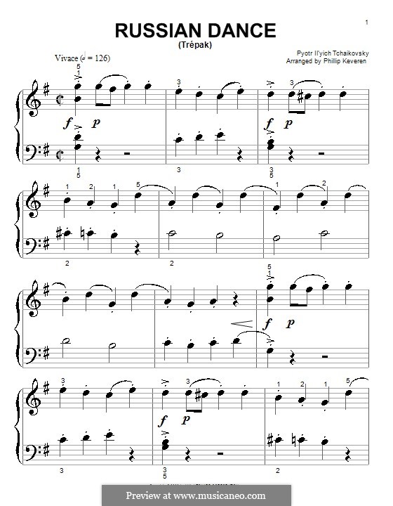 Nr.4 Russischer Tanz (Trepak): Einfache Noten für Klavier by Pjotr Tschaikowski