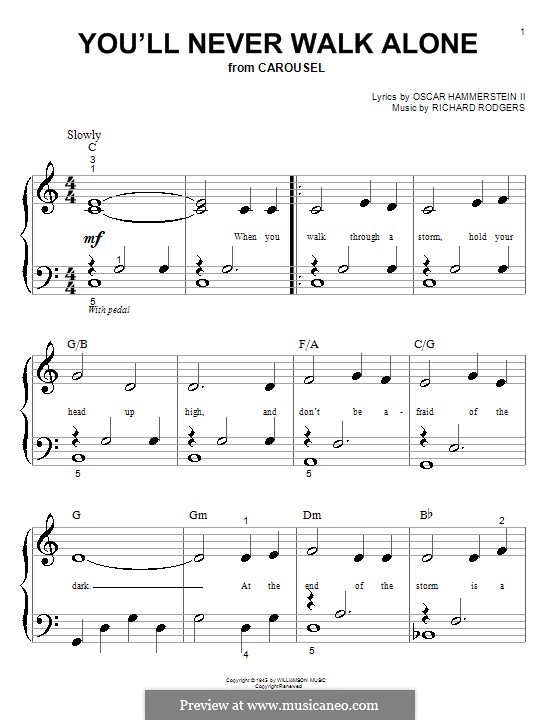 You'll Never Walk Alone (from Carousel): Für Klavier (sehr leichte Fassung) by Richard Rodgers