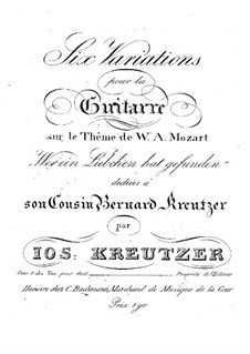 Sechs Variationen über Thema von Mozart, Op.7: Für Gitarre by Joseph Kreutzer