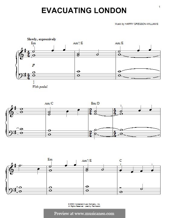 Evacuating London (from The Chronicles of Narnia): Für Klavier, leicht by Harry Gregson-Williams