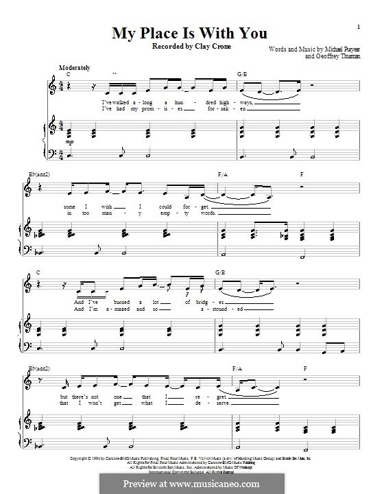 My Place is with You (Clay Crosse): Für Stimme und Klavier (oder Gitarre) by Geoffrey Thurman, Michael Puryear