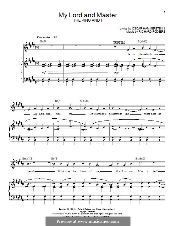 My Lord and Master (from The King and I): Für Stimme mit Klavier oder Gitarre by Richard Rodgers