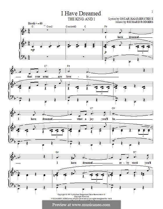 I Have Dreamed (from The King and I): Für Stimme und Klavier (oder Gitarre) by Richard Rodgers