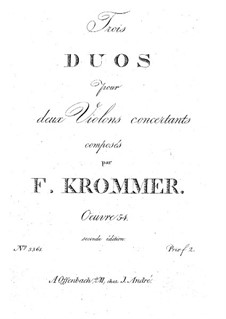 Drei Duos für zwei Violinen, Op.54: Stimmen by Franz Krommer