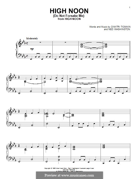 High Noon (Do not Forsake Me): Für Klavier by Dimitri Tiomkin