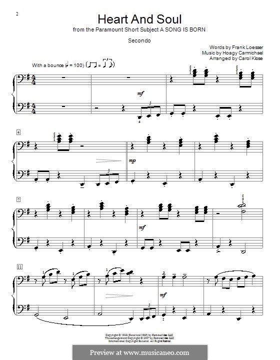 Heart and Soul: Für Klavier, vierhändig by Hoagy Carmichael