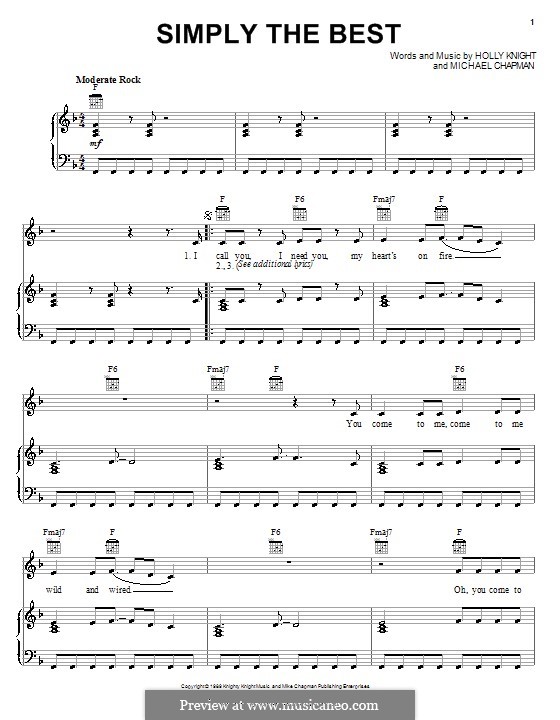 (Simply) The Best (Tina Turner): Für Stimme und Klavier (oder Gitarre) by Holly Knight, Mike Chapman