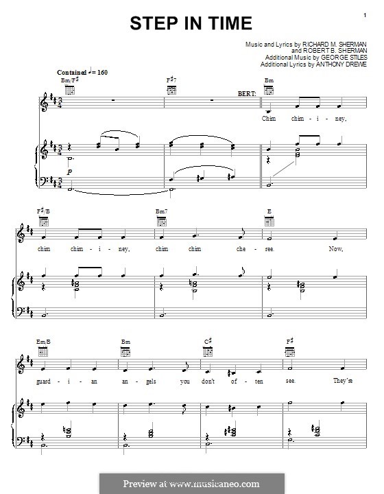 Step in Time (from Mary Poppins): Für Stimme und Klavier (oder Gitarre) by Richard M. Sherman, Robert B. Sherman