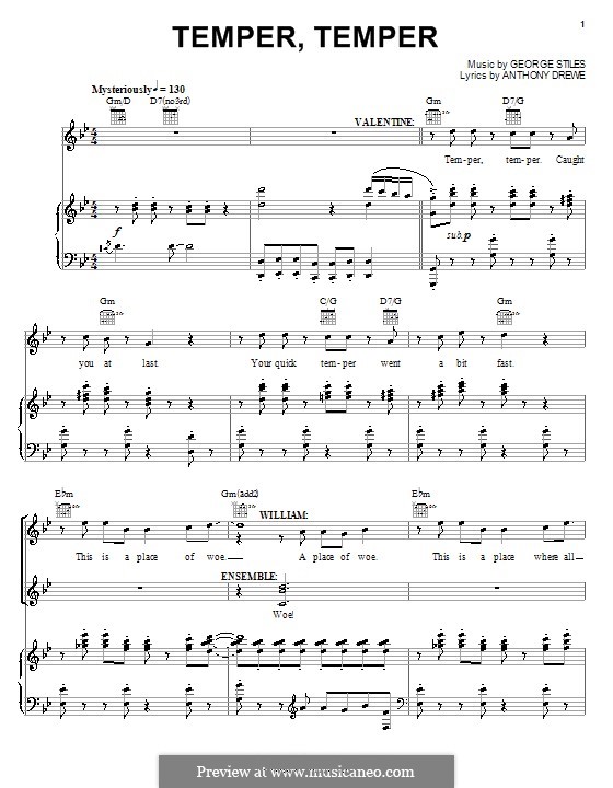 Temper, Temper: Für Stimme und Klavier (oder Gitarre) by George Stiles