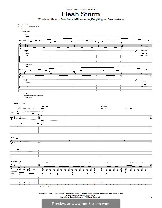 Flesh Storm (Slayer): Für Gitarre mit Tab by Dave Lombardo, Jeffery Hanneman, Kerry King, Tom Araya