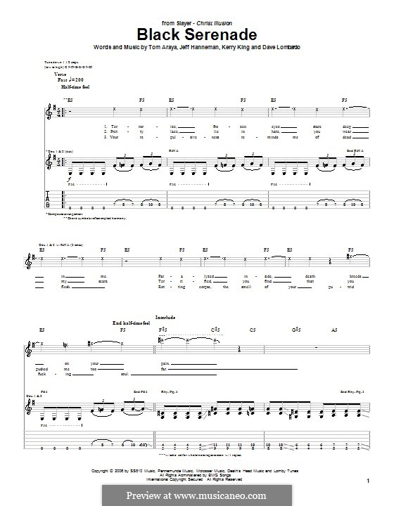 Black Serenade (Slayer): Für Gitarre mit Tab by Dave Lombardo, Jeffery Hanneman, Kerry King, Tom Araya