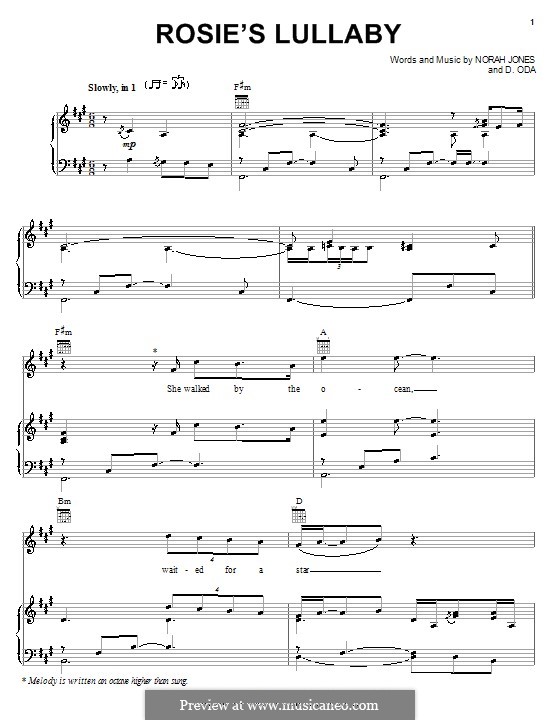Rosie's Lullaby (Norah Jones): Für Stimme und Klavier (oder Gitarre) by D. Oda
