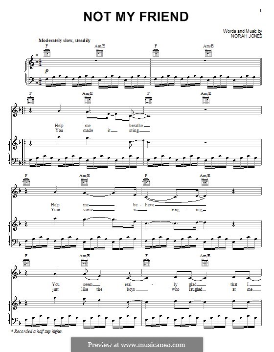 Not My Friend: Für Stimme und Klavier (oder Gitarre) by Norah Jones