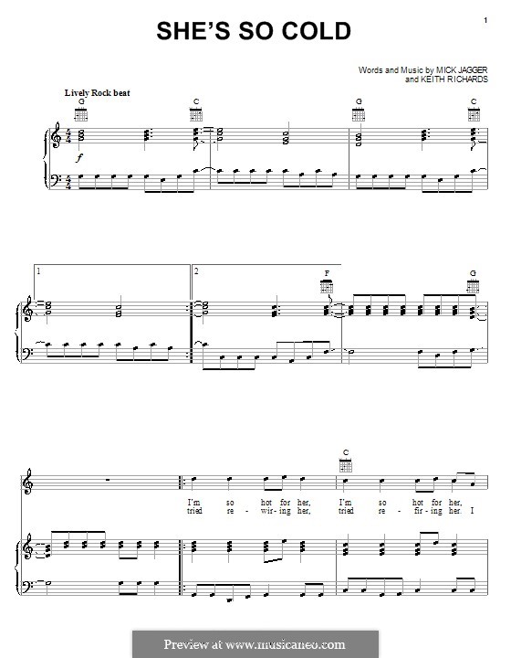 She's So Cold (The Rolling Stones): Für Stimme und Klavier (oder Gitarre) by Keith Richards, Mick Jagger