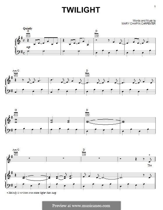 Twilight: Für Stimme und Klavier (oder Gitarre) by Mary Chapin Carpenter