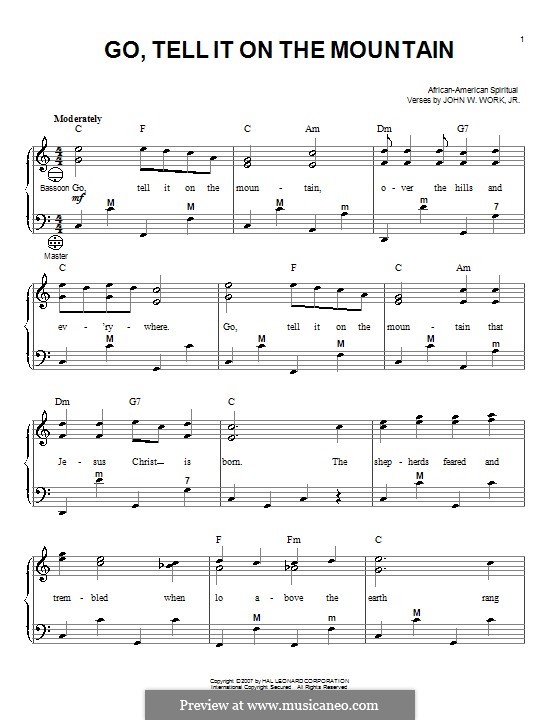 Go, Tell it on the Mountain (Printable Scores): Für Akkordeon by folklore