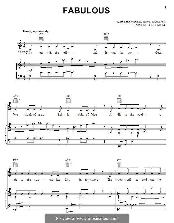 Fabulous (High School Musical 2): Für Stimme und Klavier (oder Gitarre) by David N. Lawrence, Faye Greenberg