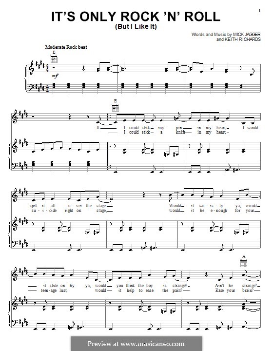 It's Only Rock 'n' Roll (But I Like It): Für Stimme mit Klavier oder Gitarre (The Rolling Stones) by Keith Richards, Mick Jagger