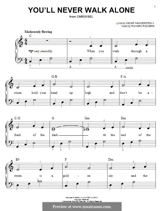 You'll Never Walk Alone (from Carousel): Für Klavier, leicht by Richard Rodgers