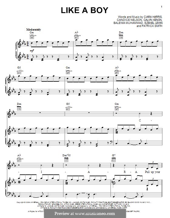 Like a Boy (Ciara): Für Stimme und Klavier (oder Gitarre) by Balewa Muhammad, Calvin Kenon, Candice Nelson, Ciara Harris, Ezekiel Lewis, J. Que