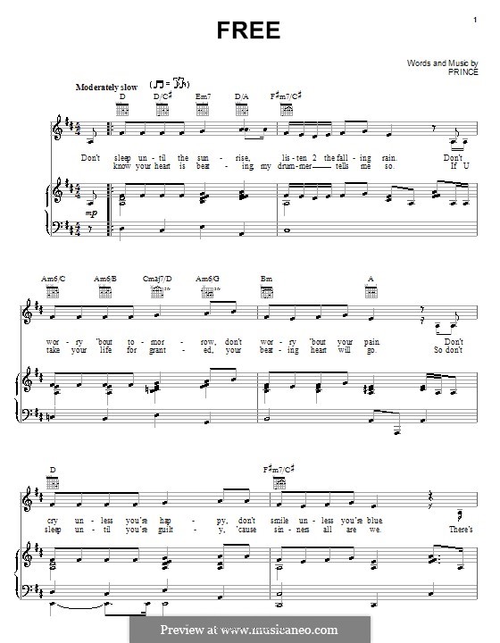 Free: Für Stimme und Klavier (oder Gitarre) by Prince