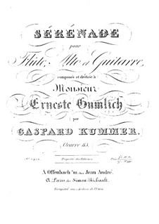 Serenade für Flöte, Bratsche und Gitarre, Op.83: Serenade für Flöte, Viola und Gitarre by Kaspar Kummer
