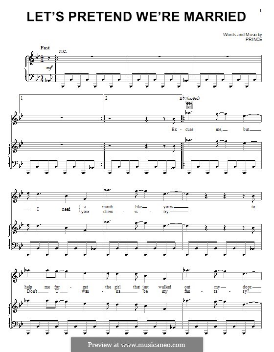 Let's Pretend We're Married: Für Stimme und Klavier (oder Gitarre) by Prince