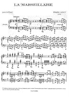 La marseillaise, S.237: Für Klavier by Franz Liszt