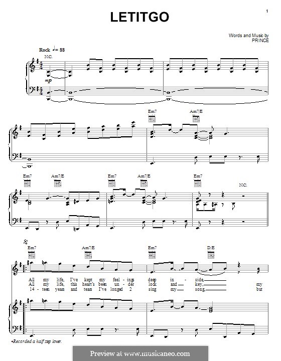 Letitgo: Für Stimme und Klavier (oder Gitarre) by Prince