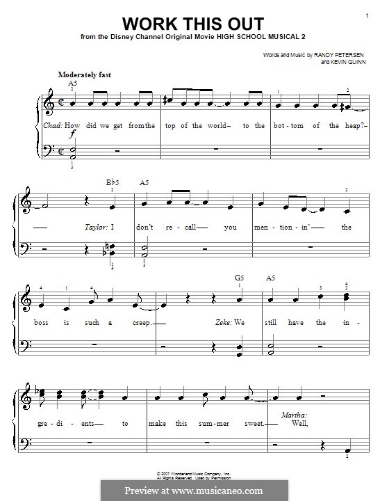 Work This Out (High School Musical 2): Einfache Noten für Klavier by Kevin Quinn, Randy Petersen