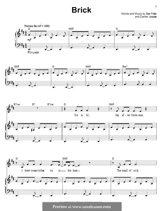 Brick (Ben Folds Five): Für Stimme und Klavier (oder Gitarre) by Ben Folds, Darren Jessee