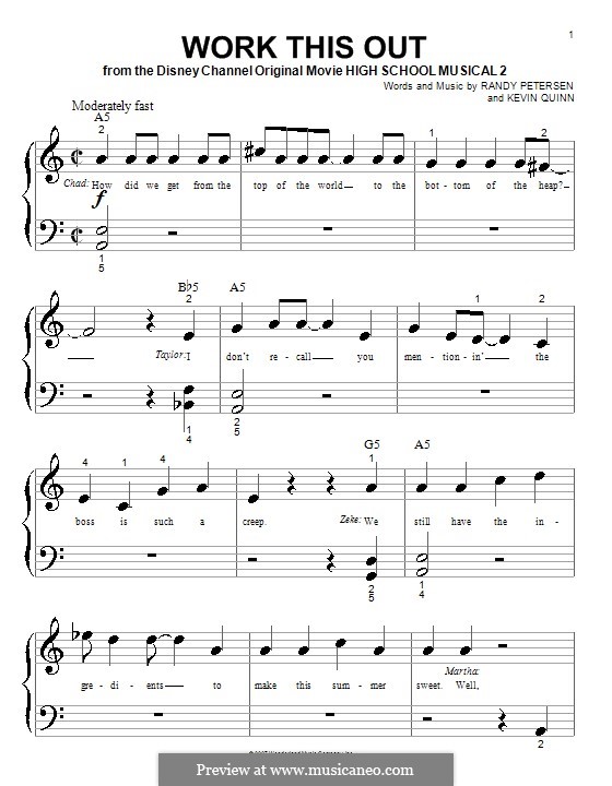 Work This Out (High School Musical 2): Für Klavier (sehr leichte Fassung) by Kevin Quinn, Randy Petersen