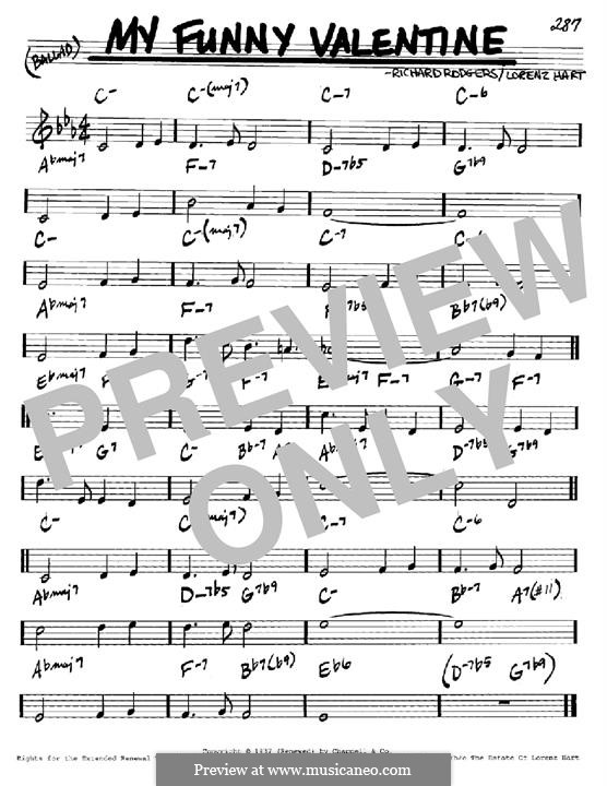 My Funny Valentine: Melodie und Akkorde - Instrumente in C by Richard Rodgers