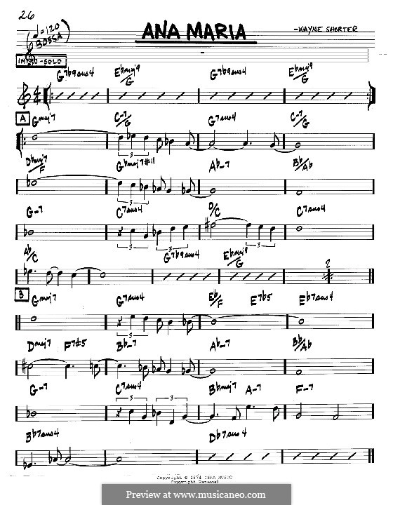 Ana Maria: Melodie und Akkorde - Instrumente in C by Wayne Shorter