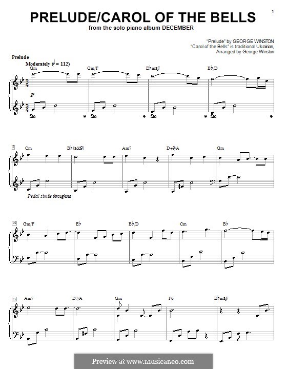 Prelude / Carol of the Bells: Für Klavier by George Winston