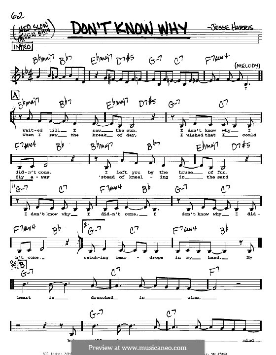 Vocal version: Melodie, Text und Akkorde - Instrumente in C by Jesse Harris