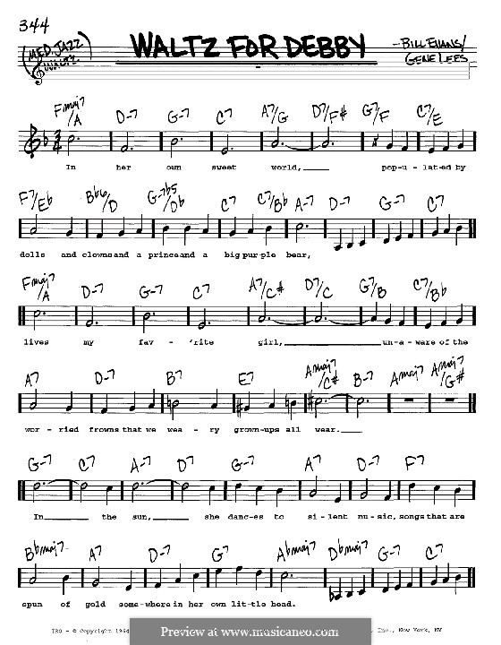 Waltz for Debby: Melody, lyrics and chords – C instruments by Bill Evans