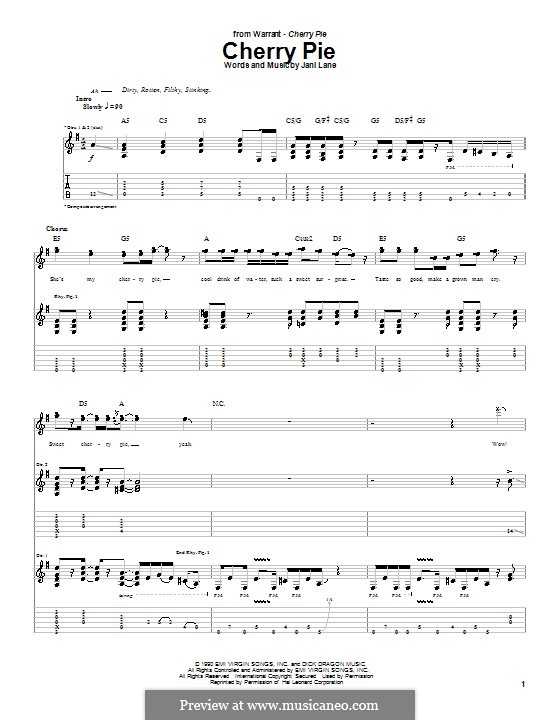 Cherry Pie (Warrant): Für Gitarre mit Tabulatur by Jani Lane
