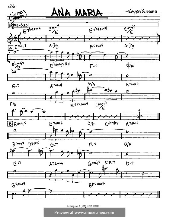 Ana Maria: Melodie und Akkorde - Instrumente in Es by Wayne Shorter