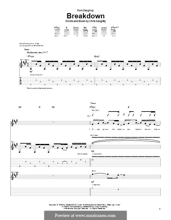 Breakdown (Daughtry): Für Gitarre mit Tabulatur by Chris Daughtry