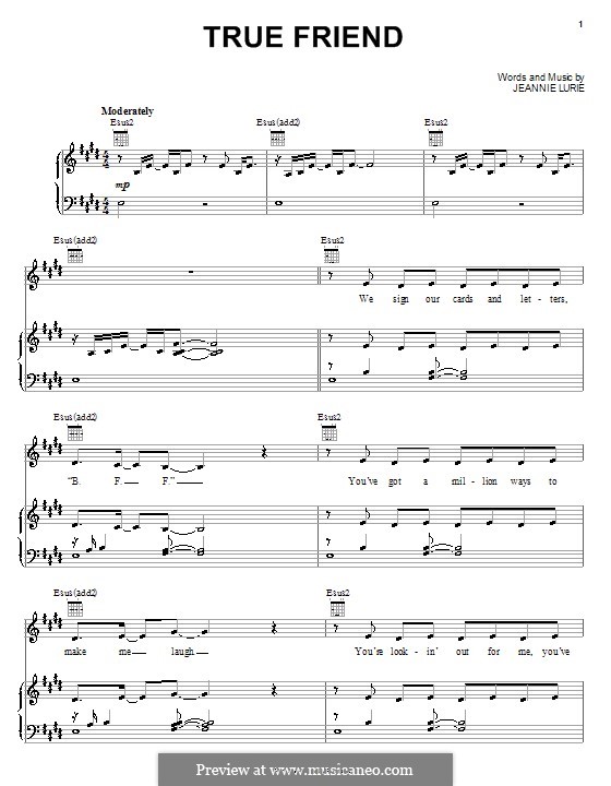 True Friend (Hannah Montana): Für Stimme und Klavier (oder Gitarre) by Jeannie Lurie