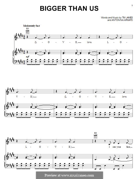 Bigger Than Us (Hannah Montana): Für Stimme und Klavier (oder Gitarre) by Antonina Armato, Timothy James