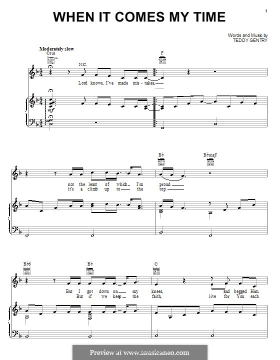 When It Comes My Time (Alabama): Für Stimme und Klavier (oder Gitarre) by Teddy Gentry